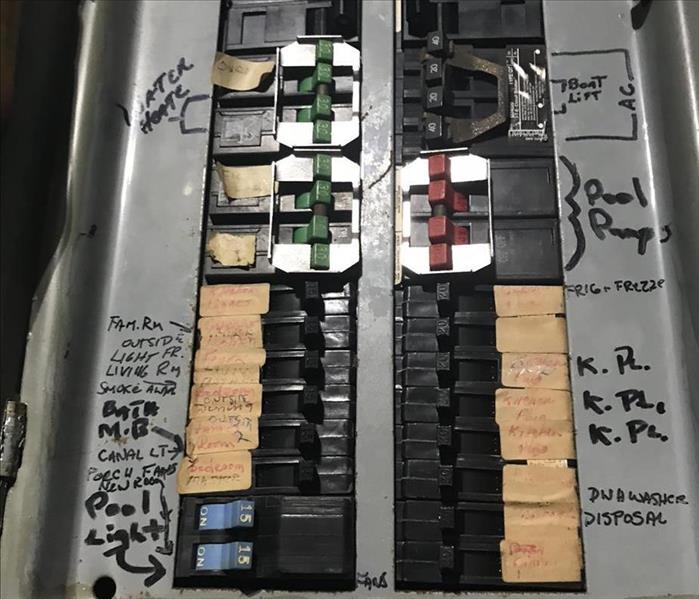 A disorganized circuit breaker is shown 